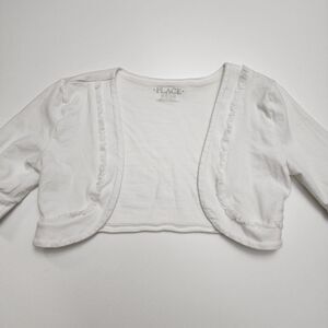 Girls White Cardigan Bolero Shrug for Dress Size S Small 5/6